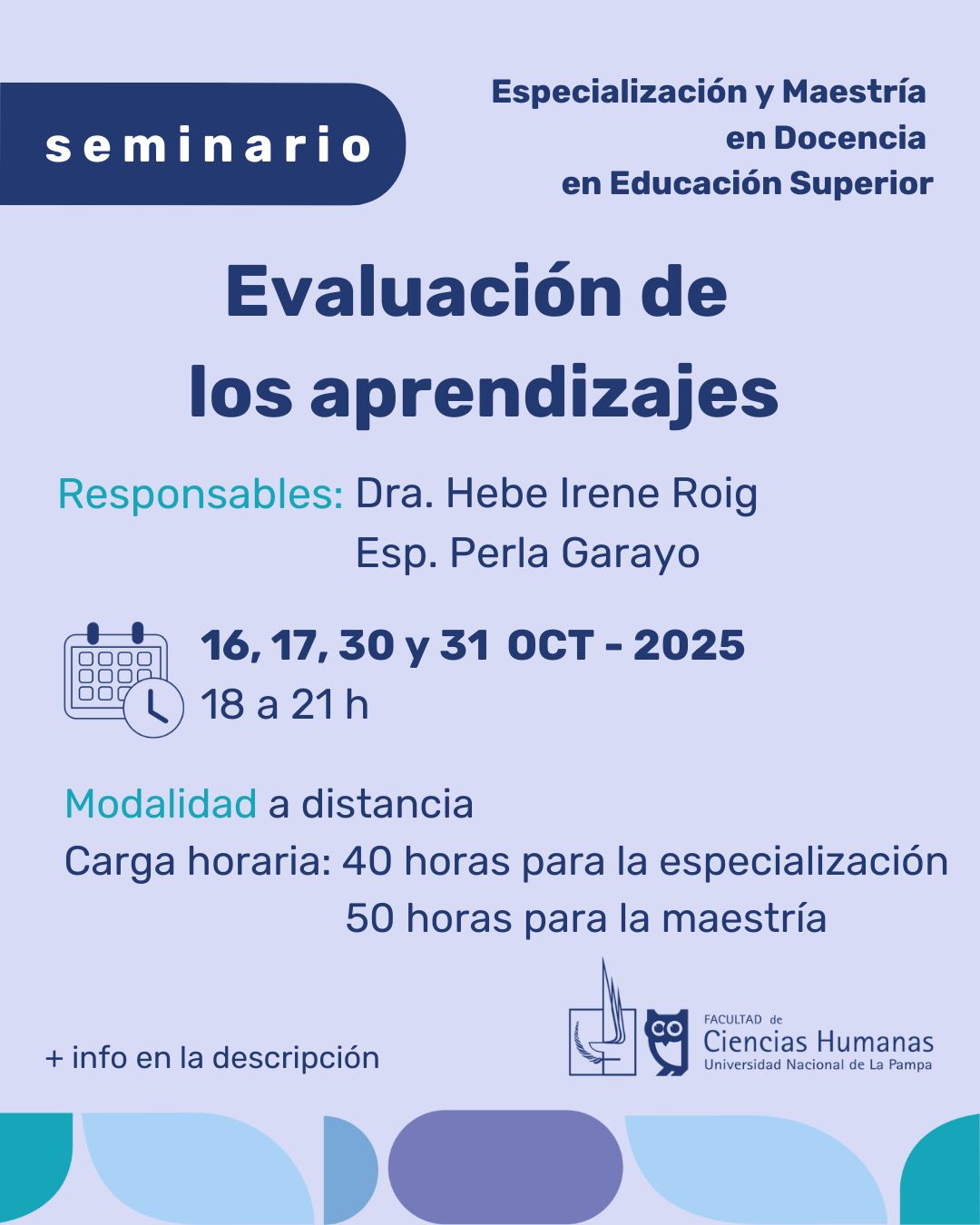 Seminario de Posgrado Evaluación de los aprendizajes- Maestría y Especialización en Ed. Superior